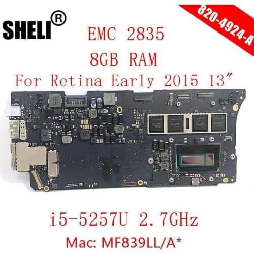 A1502 EMC 2835 2.7GHz i5 8GB Motherboard 820-4924-A For Macbook Pro Retina 13" A1502 Logic Board Early 2015 Fully test Good Work