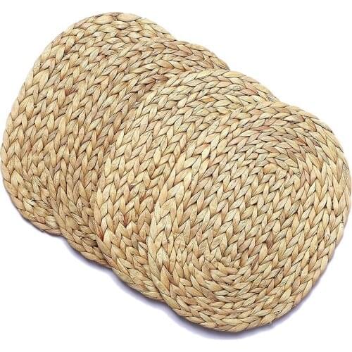 4 Pcs Oval Water Hyacinth Placemat,Handmade Natural Board Woven Table Mat,Tea Ceremony Mats,for Dining Room,Kitchen,Etc