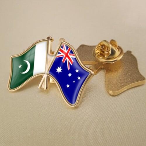 Pakistan and Australia Crossed/Double/Friendship Flags Lapel Pins/Brooch/Badges