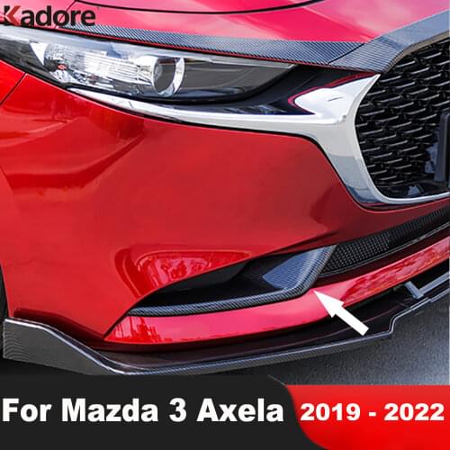 For Mazda 3 Axela 2019 2020 Carbon Fiber Front Fog Light Lamp Cover Trim Head Foglight Frame Trims Car Styling Accessories 2pcs