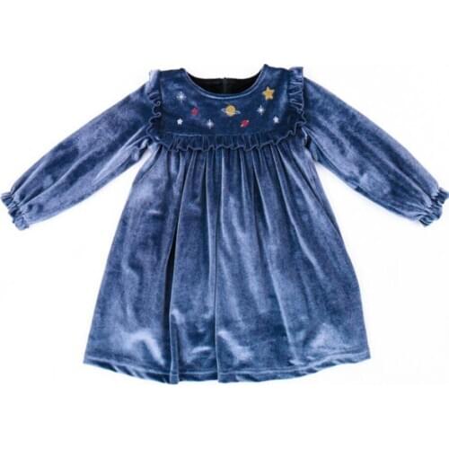 Plus velvet Princess Baby Girl princess Dress autumn winter Long Sleeve Sweet Knee Length A-Line Velvet Dress