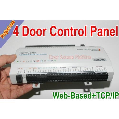Project use 4 Door Access Controller Panel ControlBoard Web-based+TCP/IP Network For 4 pcs Door by RF Reader in, Push button out