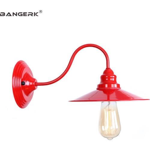 Retro Red Sconce Wall Lamps Industrial Edison LED Wall Light Loft Decor Iron PVC Restaurant Bedside Home Lighting Luminaire