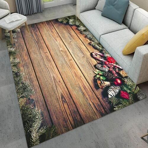 Christmas Dining Room Carpet Shaggy Soft Area rugs Bedroom Rectangle Floor Mat Wood Board Print Carpets Kitchen For Living Room