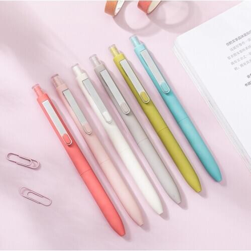 1PC Macaroon Kawaii Gel Pen 0.5MM Black Ink Pens Stationery Office School Supplies Accessories Handle Gift Ball Point Cute