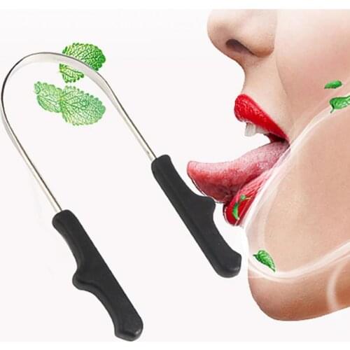 Stainless Steel Tongue Scraper Cleaner Fresh Breath Cleaning Coated TongueToothbrush Oral Care Tools