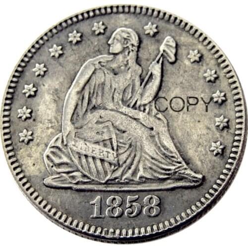 USA 1858 1858-O 1858-S Seated Liberty Quarter Dollars Different Mint Silver Plated 25 Cents Copy Coin