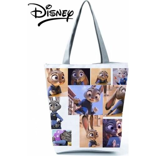 Disney Zootropolis Handbags Cartoon High Capacity Eco Reusable Shopping Bag Animal Rabbit Shoulder Bag Women Travel Beach Bag