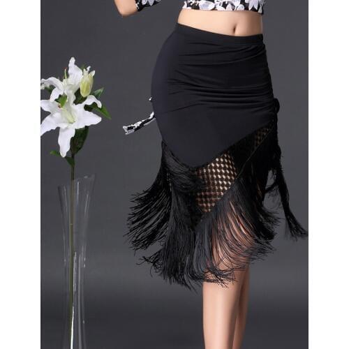 Women Latin Skirt Tango Rumba Ballroom Tassels Practice Dancewear 803-573
