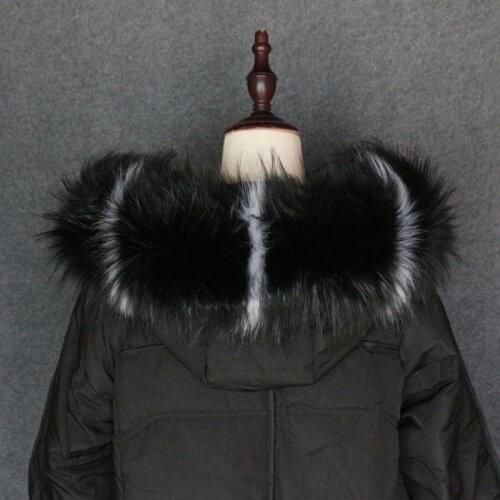 New Lady Blinger faux patchwork faux raccoon fur collar multicolor fake fox fur collar down coat hood fur decor fake fur scarves