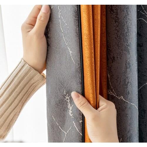 2pcs Modern Simple Curtains Luxury Jacquard Orange Stitch Curtain for Living Room Bedroom Blackout Curtain Window Curtain Drapes