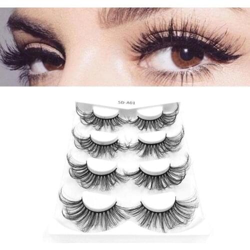 4 Pairs Mink Eyelashes 25mm Lashes Fluffy Messy 3D Mink Lashes Natural Long Thick False Eyelashes Extension Wholesale Dropship