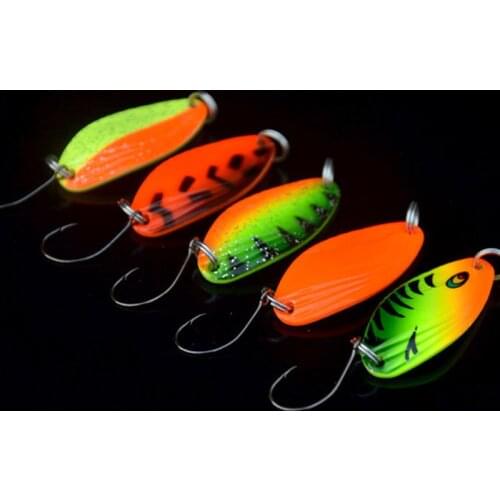 5PCS 4.5g Fishing Metal Shone Spoon Baits Metal Spinner Lure Trout Spoon Mini Bait Wobbler Artificial Spoon