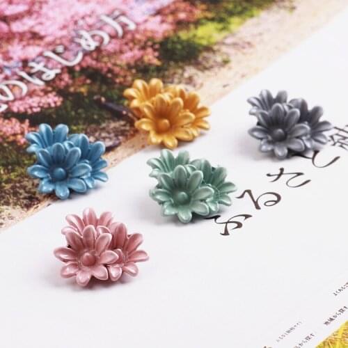 50pcs/lot 15mm colorful alloy flowers cartoon daisy floral shape metal charms diy earring fashion jewelry pendants accessory