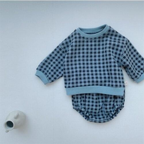 9190-1 Korea Baby Sweater Clothes Autumn Winter 2021 Baby Boy Sweater Vest Pant Or Short All Match Baby Girl Sweater Clothes