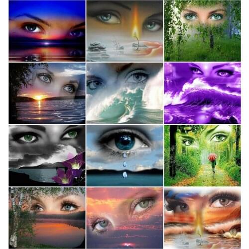 AZQSD 40x50cm DIY Painting By Number Canvas Kits Landscape Home Decoration Adult Coloring By Numbers Woman Eyes Handmade Gift