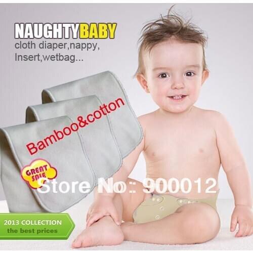 Free Sipping NaughtyBaby Bamboo&cotton 50pcs 4 Layers Are Pure Bamboo Organic Cotton Baby Pads High Quality Organic Nappy insert