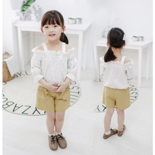 Brand Children Clothing Sets Baby Girl Clothes Summer New Kids Girl Strap Shirt Blouses+shorts 2pcs Sets Children Casual Suit