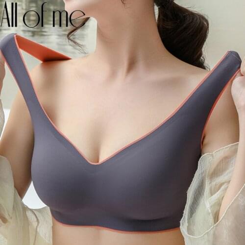 Women Bra Latex Push Up Bras Seamless Bralette Female M-XXL Plus Size Bra Tank Tops Gathers Shockproof Pad Brassiere Underwear