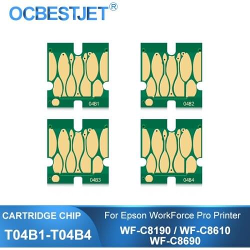 T04B T04B1 T04B2 T04B3 T04B4 Ink Cartridge Chip For Epson WorkForce Pro WF-C8190 WF-C8190DTW WF-C8610 WF-C8690 Printer Chips