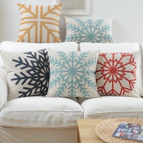 Decorative Throw Pillow Case Cover Geometric Abstract Snowflakes Cotton Linen Cushion Cover for Sofa Home Decor Capa de almofada