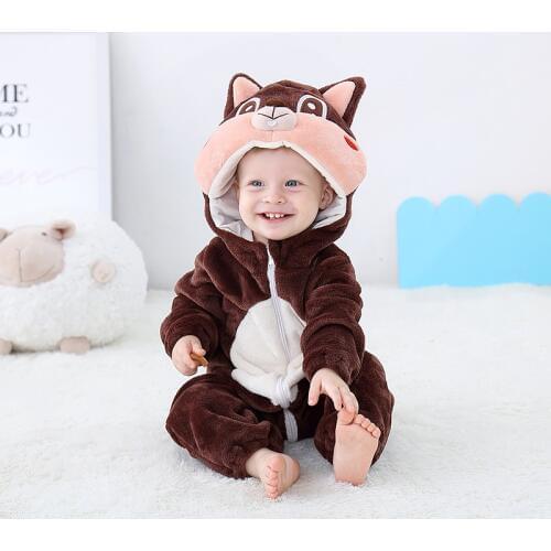 Newborn Baby Onesie Romper Cute Squirrel Baby Girl Boys Clothes Kigurumis Rompers Kid Infant Jumpsuit Warm Costume 0-2 years old
