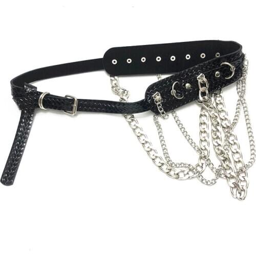 Ins Wind Men Pant Rivet Belt Chain Hip Hop Multi layers Pendant Belt Punk Adult Unisex PU Waistband Waist Belt Jean Chain 2020