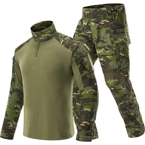 Camouflage BDU Army Combat Suit Men Tactical Military Uniform Clothing Sets Waterproof Cargo Pants Long Sleeve T-shirts