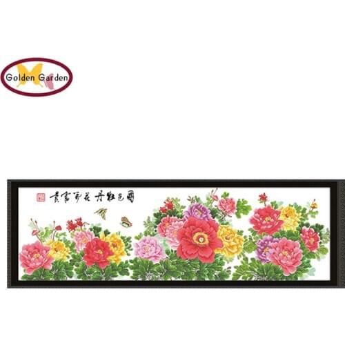 GG Peony National Beauty Counted or Stamped DIY Kits Handicraft Chinese Cross Stitch Embroidery Cross Stitch Counting Patterns