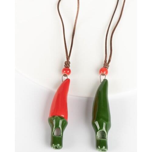 Ceramic Chili Whistle Pendant Gifts For Children retro accessory jewelry #FZ531