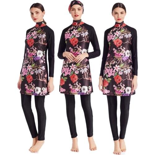 Muslim Swimming Suit for Women Print Modest Burkini Islamic Swimwear Swimsuit Full Cover Plus Size Hijab Bathing Beach Wim Wear