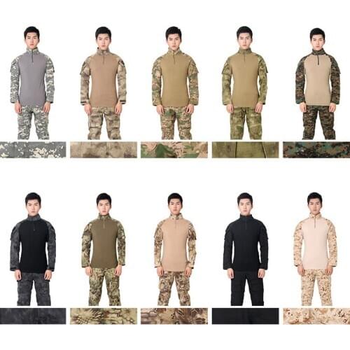 Men US Army Suit Tactical Military Uniform Camouflage ACU German Desert Combat Hunting Clothing Full Sleeve Airsoft Shirt Tops