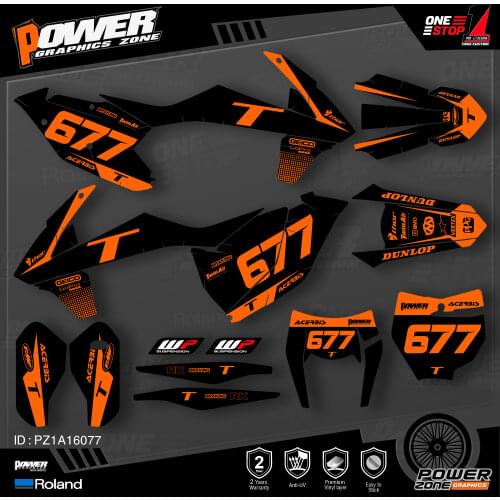 PowerZone Custom Team Graphics Backgrounds Decals Stickers Kit For KTM SX SXF MX 16-18 EXC XCW Enduro 17-19 125 to 500cc 77