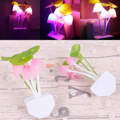 Night Light Changing Dusk To Dawn Sensor LED Night Lights Flower Mushroom Lamp Bedroom Babyroom Lamps For Kids Gifts