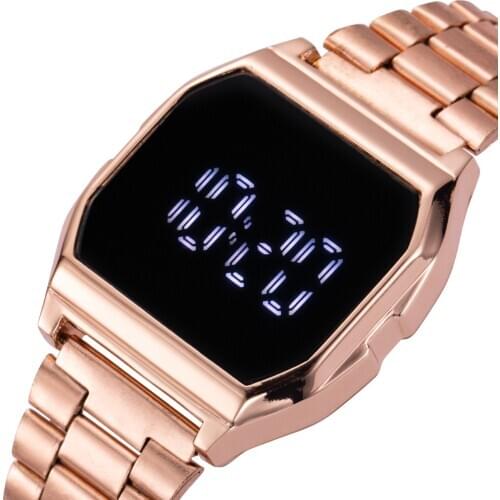 2021 New Fashion Luxury Womens Watches Electronic Digital Women Men Unisex Stainless Steel Watch Womens Led Clock Reloj Mujer