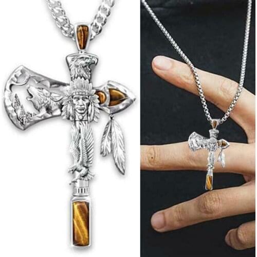 Cross Necklace Viking Eagle Wolf Ax Indians Alloy Punk Necklace Unisex Women Men Pendant Necklaces Jewelry wholesale necklace