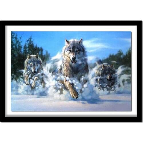 Full Square Diamond Embroidery wolf in the snow paintings Crystal 5D Cross Stitch Diamond Painting DIY rhinestone home Decor