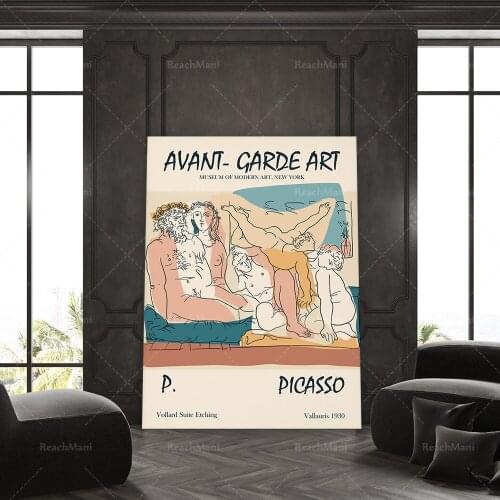 Picasso Poster Picasso Wall Art Picasso Line Art Picasso Exhibition Poster Avant-Garde Print Abstract Nude Art Nude Figures