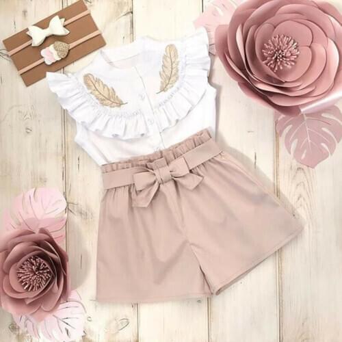 Pudcoco New Fashion Toddler Kid Baby Girl OL Outfit Tops Ruffle Formal Shirt Short Pants Clothes Set For Girls