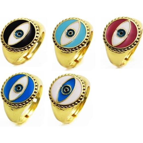 Opening adjustable ring eyes rings Copper Zircon Drip paint color Rings magic eye ring for women Party Jewelry