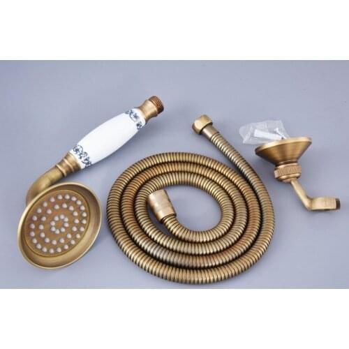 Antique Brass Handheld Shower Telephone Style Bathroom Hand Shower Head Spray ​With 1.5m Hose & Wall Bracket Lhh117