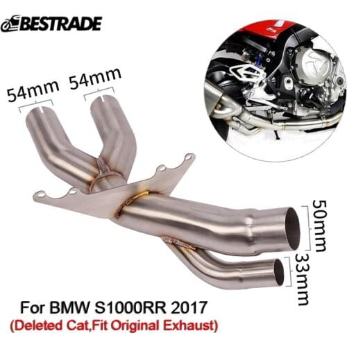 S1000RR Replace Catalyst Mid Pipe For BMW S1000RR 2017 Exhaust Sytsem Middle Link Pipe Connect Tube Escape Stainless Steel