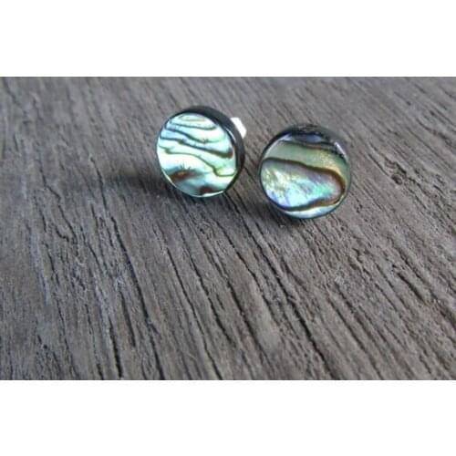 Abalone Stud Earrings Paua Shell post earrings silver 12 mm