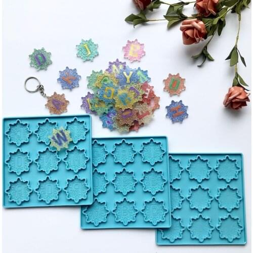 3-piece DIY Mandala Flower Letter Keychain Pendant Decoration Silicone Crystal Epoxy Mold Resin Epoxy Kit and Molds Resin Mould