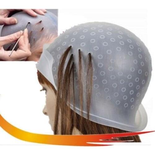 Pro Salon Dye Silicone Cap + Needle Hair Salon Color Coloring Highlighting Reusable Set Frosting Tipping Dyeing Color Tools