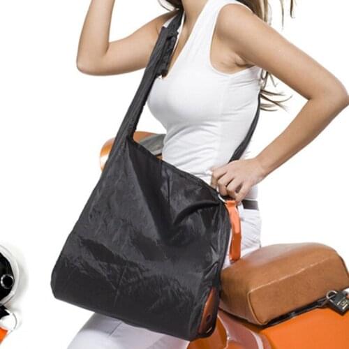 1Pcs Reusable Folding Eco Shoulder Bags Organizer Portable Foldable Shopping Bag With Carabiner Magic Travel Tote Pouch Handbag