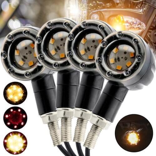 2PCS Universal Motorcycle LED Turn Signals Light Brake Taillight Waterproof Amber Blinker Indicator Lamp for Harley