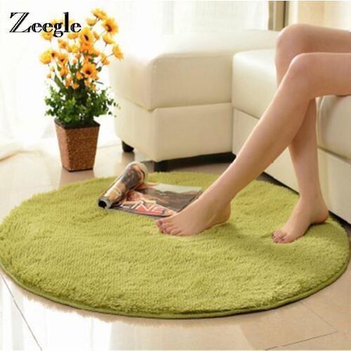 Zeegle Soft Fluffy Thick Round Carpet For Living Room Anti-slip Kids Room Floor Rug Bedroom Carpets Yoga Mat Soft Baby Play Mat