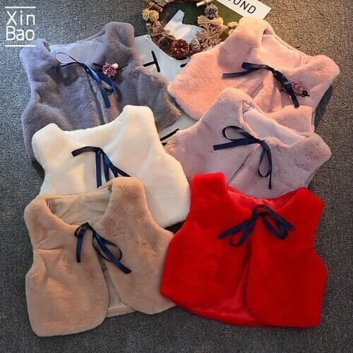 XINBAO 2019 girl fur vest Children Kids Autumn Winter Waistcoat baby Clothes Fur Jacket Sleeveless Toddler Sleeveless Outerwear