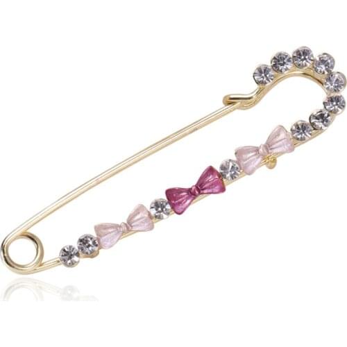 2020 New 1Pcs Bow Tie Brooch Pins Rhinestone Brooch for Women Scarf Buckle Wedding Dress Accessories Sweater Fixing Pins